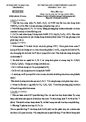Đề thi vào Lớp 10 THPT Chuyên Lam Sơn môn Hoá học - Năm học 2010-2011 - Sở giáo dục và đào tạo Thanh Hóa (Có đáp án)